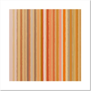 Autumnal earth tones vertical textured stripes Posters and Art